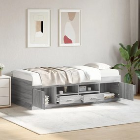 Divano letto con cassetti grigio sonoma 90x190 cm multistrato