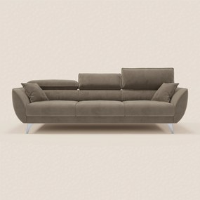 Michelangelo 4 Posti – Divano con 3 sedute estensibili e poggiatesta reclinabili in elegante tessuto vellutino smacchiabile T30