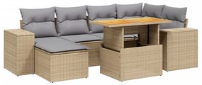 Set divani da giardino 7 pz con cuscini beige in polyrattan