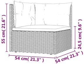 Set Salotto da Giardino 10pz con Cuscini in Polyrattan Nero