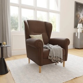 Poltrona con braccioli marrone scuro Swan – Ropez