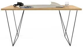 Scrivania in legno di quercia con gambe nere , 140 x 75 cm Flow - TemaHome