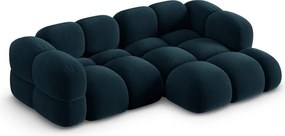 Divano angolare blu scuro (con penisola a destra/con chaise lounge) con rivestimento in velluto Loretto – Cosmopolitan Design