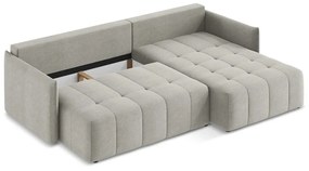 Divano angolare grigio chiaro allungabile/con contenitore (con penisola a destra/con chaise lounge) Moku – Makamii