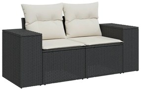 Set divani da giardino 5 pz con cuscini in polyrattan nero