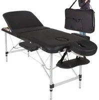 Lettino Massaggi Alluminio Pieghevole 3 Zone Fisioterapia SPA Nero 12kg + Borsa