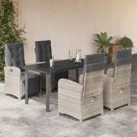 Set Pranzo da Giardino 5pz con Cuscini Grigio Chiaro Polyrattancod mxl 92153