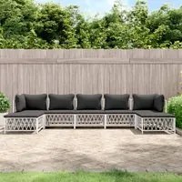 Set Salotto da Giardino 7 pz con Cuscini in Acciaio Biancocod mxl 100602