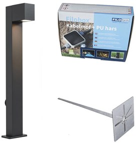 Lampada da esterno nera con picchetto e pressacavo 65cm presa inclusa IP44 - Baleno