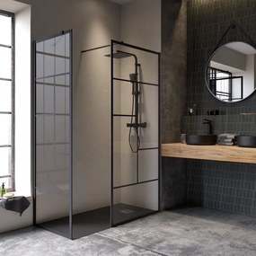 Walk-in L 70 x H 200 cm, vetro 8 mm nero