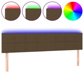 Testiera a led marrone scuro 160x5x78/88 cm in tessuto