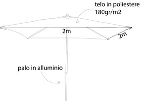 SERTUM - ombrellone da giardino palo centrale 2 x 2