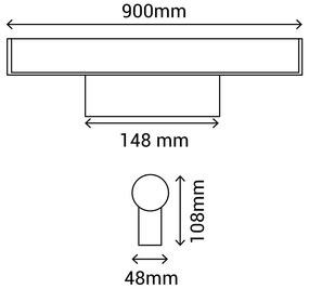 Lampada da parete, lunghezza 90 cm Caspio - SULION