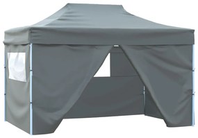 Gazebo Professionale Pieghevole 4 Pareti 3x4m Acciaio Antracite /
