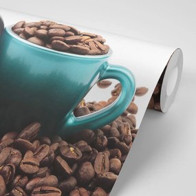 Carta da parati autoadesiva – Tazza con chicchi di caffè