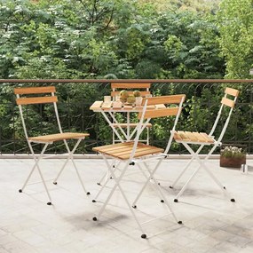 Sedie Pieghevoli Da Bistrò 4 Pz Legno Massello Acacia E Acciaio /