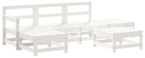 Set Salotto da Giardino 6 pz Bianco in Legno Massello di Pino