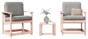 Set Salotto Da Giardino 3 Pz İn Legno Massello Di Douglas /