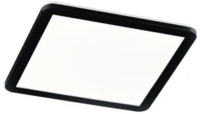 Plafoniera quadrata nera 40 cm con LED a 3 livelli di dimmerabilità IP44 - Lope