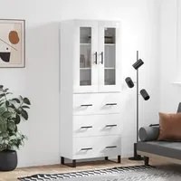 Credenza Bianco Lucido 69,5x34x180 cm in Legno Multistrato 3198427