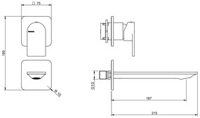 Treemme Ran RWIT22D2CC01 Miscelatore lavabo monocomando 187mm senza parte incasso cromo