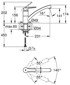 GROHE 31680000 - Miscelatore per lavello BAUECO cromo lucido