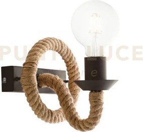 Applique a parete rope canapa 1 luce attacco e27 16,7x8,7x12,9cm