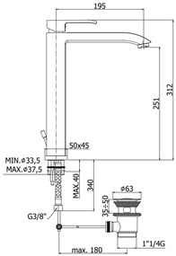 Paffoni Level Les081 Miscelatore Lavabo alto Prolungato Senza Scarico Cromo