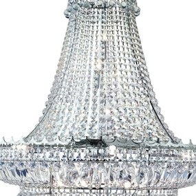 Lampadario Classico Versailles Acciaio Cromo Vetro 19 Luci E14