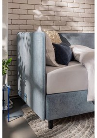 Letto singolo imbottito blu con contenitore con materasso incluso 120x200 cm Avela – Bonami Selection