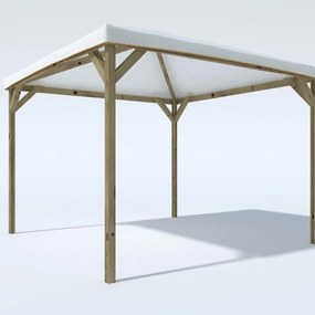 Gazebo Joy in legno massello naturale, copertura bianca L 300 x P 292 x H 265 cm