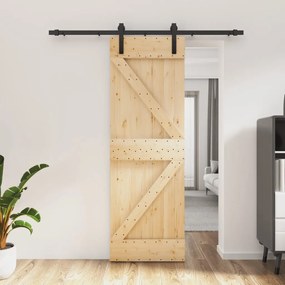 Porta Scorrevole Con Set Hardware 70x210 Cm Legno Massello Pino /