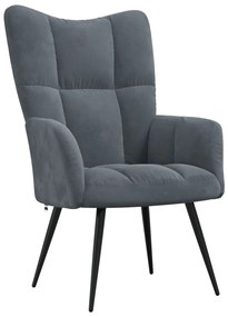 Sedia Relax Grigio Scuro İn Velluto /