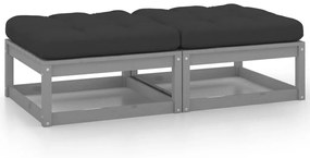 Poggiapiedi Da Giardino Con Cuscini 2 Pz Bianchi İn Legno Pino /
