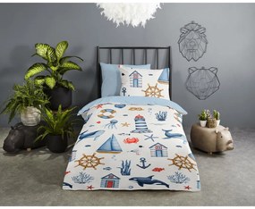 Set copripiumino e federa da bambini blu/color crema in cotone per culla 100x135 cm Ahoy – Good Morning