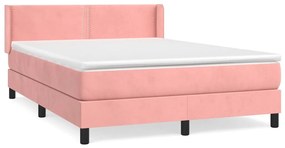 Giroletto a molle con materasso rosa 140x190 cm in velluto