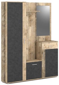 Mobile per ingresso con specchio NOLAN, marrone/grafite