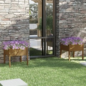 Fioriere 2 Pz Ambra 70x70x70 Cm İn Legno Massello Di Pino /