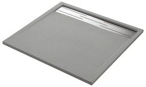 Piatto doccia SENSEA in resina Neo Metal Grid grigio L 90 x L 90 x H 3 cm opaco effetto pietra