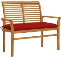 Panca da Giardino con Cuscino Rosso 112 cm in Legno di Teak 3062670