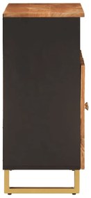 Mobiletto marrone e nero 60x33,5x75 cm legno massello di mango