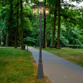 Lindby lampada da esterno Edana, 212 cm, a 3 luci, antracite, E27, IP44 Edana, Nero, Alluminio, Moderno
