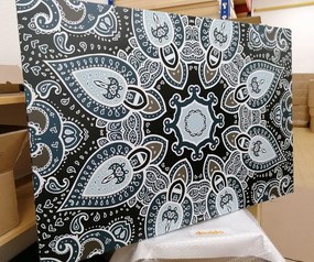 Quadro su tela – Mandala con motivo indiano in azzurro