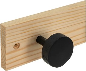 Attaccapanni da parete nero/di colore naturale in pino massiccio 40 cm Anillos – Casa Selección