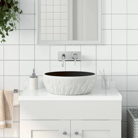 Lavabo Da Appoggio Nero E Grigio Rotondo ?41x14 Cm Ceramica /