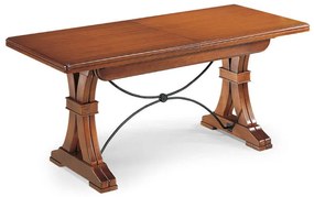 EDISON - tavolo da pranzo allungabile in legno massello con decoro in ferro cm 85 X 180/225/270/315/360