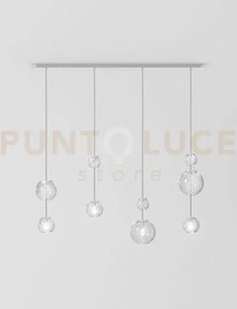 Oto sospensione lin cristallo rigadin acciaio specchiato 4 luci att...
