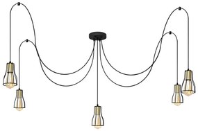Lampadario a sospensione con filo TUBE LONG 5xE27/15W/230V nero/oro