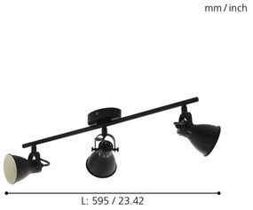 Spot Moderno Seras 2 In Acciaio Nero 3 Luci Gu10 3W Ip20