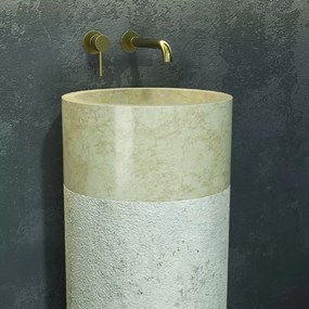 Lavabo da terra con doppia texture color crema altezza 90cm | Litos-BC40 - KAMALU